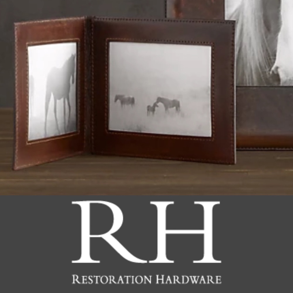 Brand New RH 4x6 Double Artisan Leather Frame in Chocolate BNIB